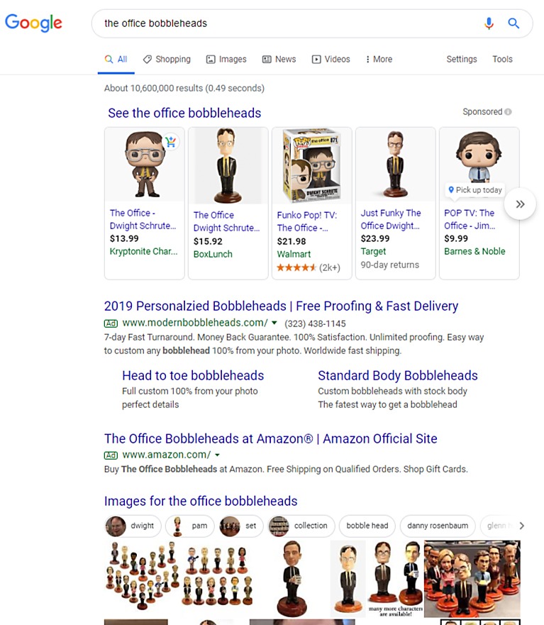 google shopping desktop view